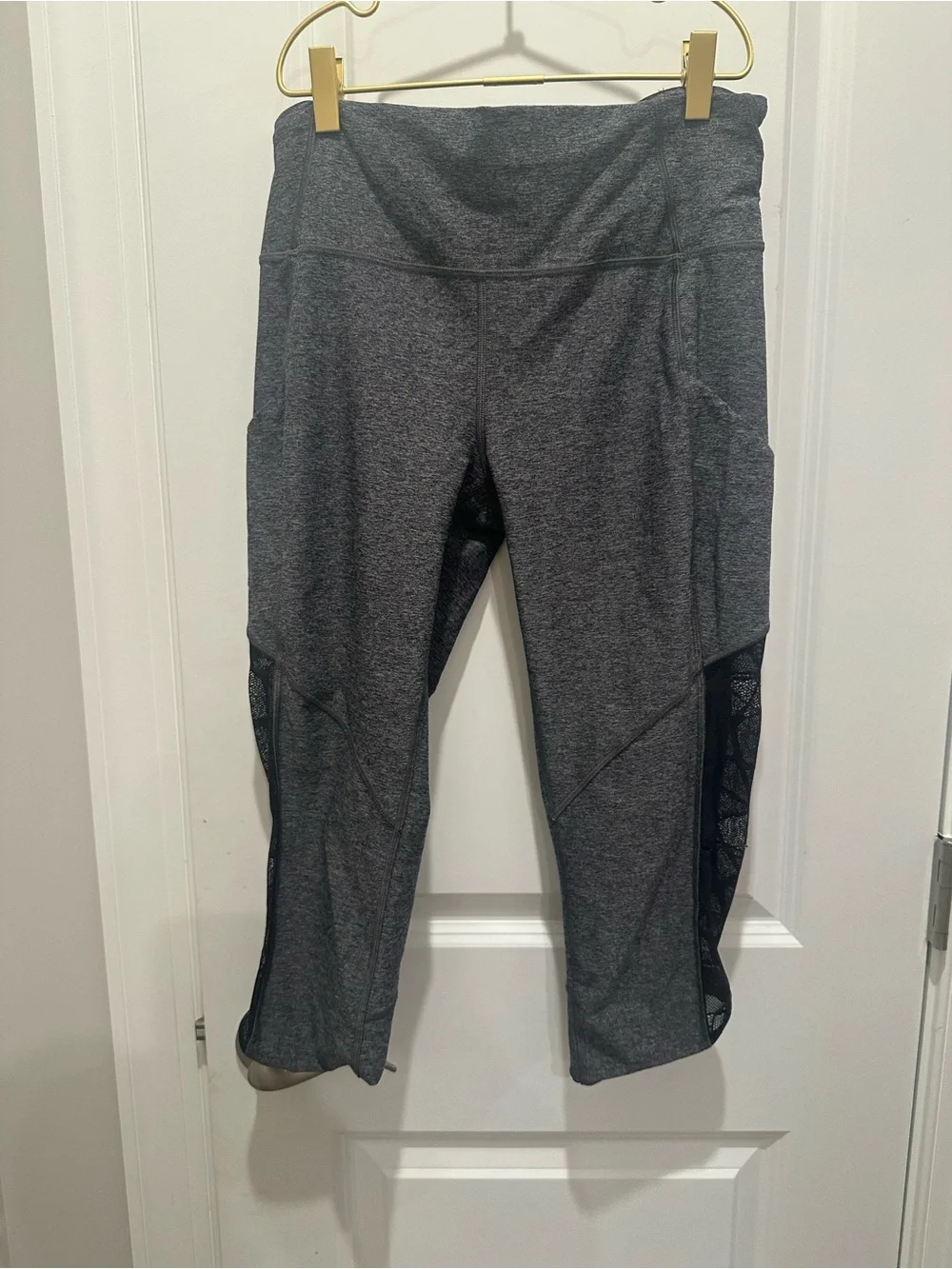 lululemon athletica Dark Gray Cropped Leggings with Side Mesh Panels